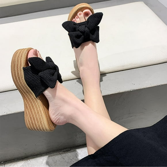 Weiqiqre Women's & Men's Sandals, Women Bowknot Beach Summer Slippers Platform Slope Heels Plus Size Shoes