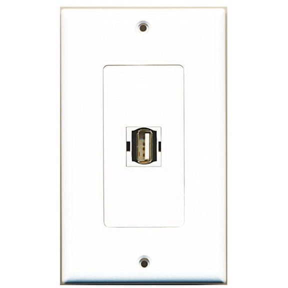 RiteAV - 1 USB A-A Female Port Wall Plate Decorative White