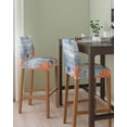 thumbnail image 2 of Orange Navy Blue Coral Bar Stool Covers Set of 6, Summer Beach Coastal Ocean Blue Wood Stretch Bar Chair Covers with Backs, Removable Pub Counter Height Chair Cover for Kitchen Dining Room Cafe, 2 of 7