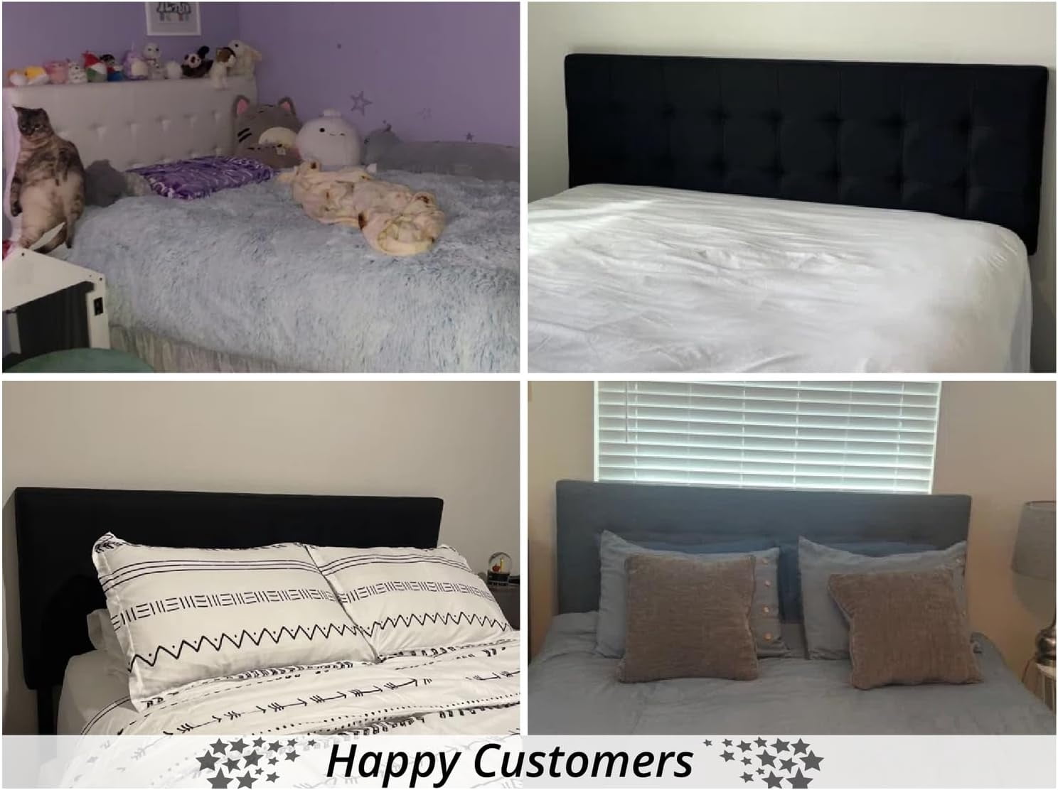 Jessenia Full size headboard only, Height Adjustable Full Size Bed Headboard, Square Tufted Headboard with 12 Positions, Metal Legs, Wall/Bed Mount, Linen Fabric headboard Full in White