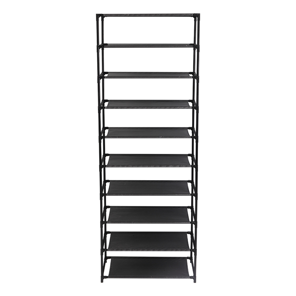 10 Tiers Metal Frame Tall Shoe Rack, Holds up to 30 Pairs, Non-Woven Fabric Sturdy Shoe Shelf, Easy Assembled Free Standing Shoe Rack for Entryway, Closets, Home