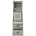 thumbnail image 6 of Tcbosik Vanity Desk with LED Mirror and Charging Station, Makeup Vanity Table with Cushioned Stool for Small Space, Compact Dressing Table with Hutch & Hooks, Pegboard & Hair Dryer Rack, Gray, 6 of 8