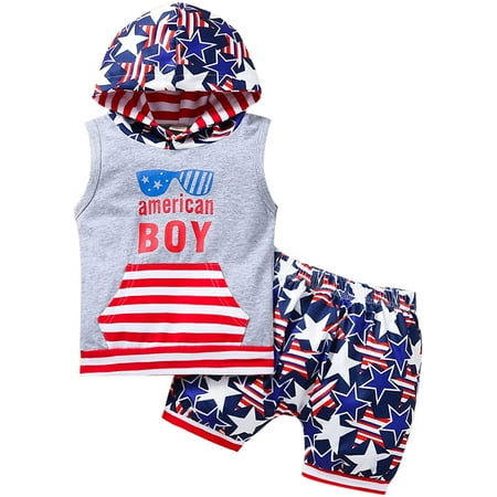 

Viworld Baby Boys My 1st 4th of July Outfits Newborn Short Sleeve Gentleman Romper Suspenders Shorts 2pcs Summer Clothes