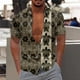 thumbnail image 2 of Camisas De Vestir Para Hombre Camisa de manga corta creativa holgada informal con estampado Digital 3d de bohemia a la moda de verano (Khaki, XL), 2 of 5