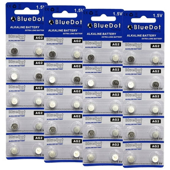 BlueDot Trading Brand AG2 Button Cell Extra Life Alkaline Batteries - 40 Pack (Use Interchangeably with SR726W, G2, 612, 280-52, SB-BL, LR726 SR59, SG2, LR59, 196, 396, 397)