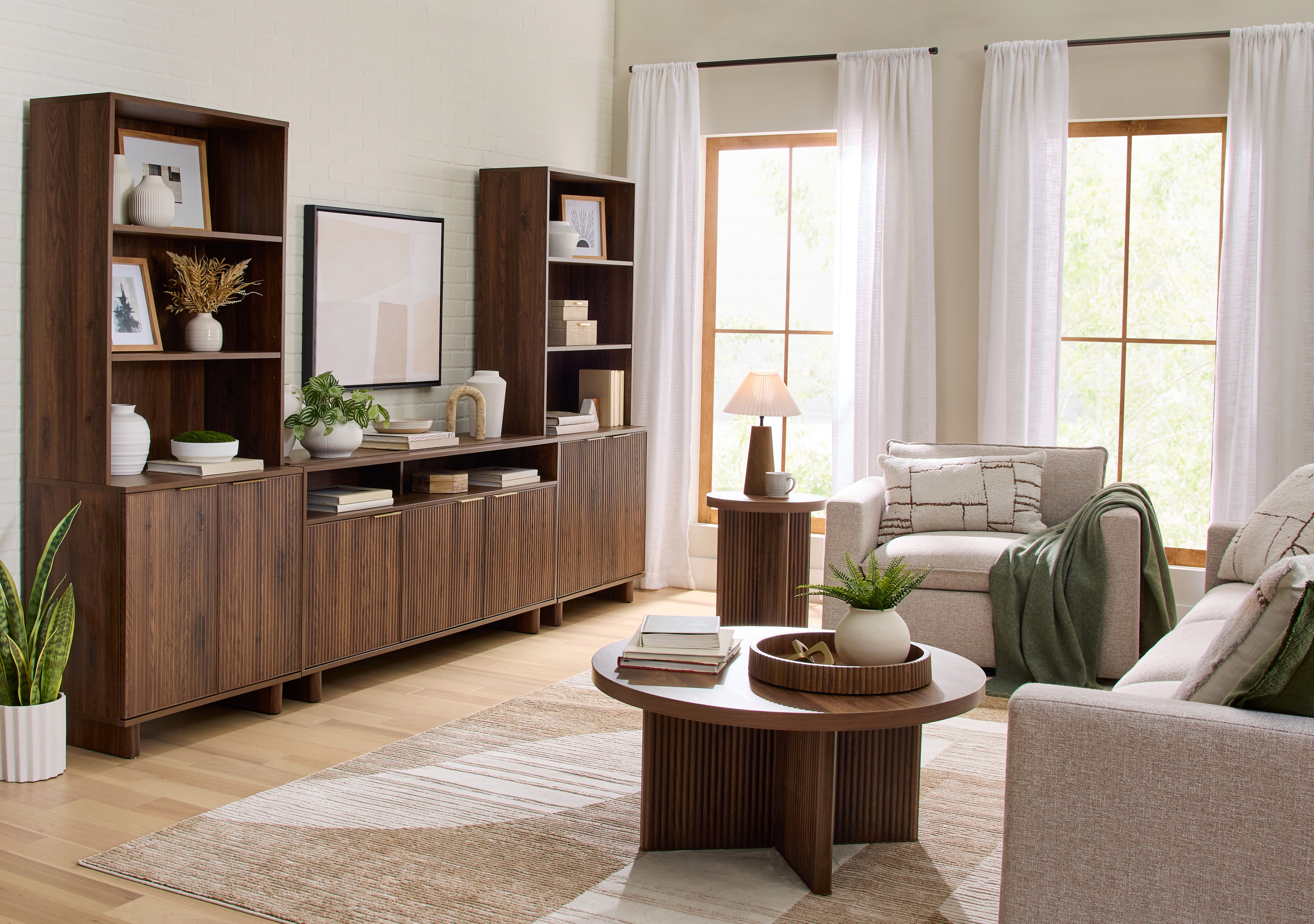 Better Homes & Gardens Lillian Fluted End Table, Walnut Finish