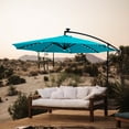 thumbnail image 7 of FLAME&SHADE 10 ft Cantilever Offset Solar Powered Outdoor Patio Umbrella with LED Lights and Cross Base Stand, Aqua Blue, 7 of 7