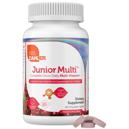 Zahler Kids Multivitamin Chewable Vitamin Tablet - Complete One Daily Kids Vitamins Supplement - Contains 20+ Minerals & Vitamins for Kids & Toddlers - Kosher Multivitamins Cherry Flavor (180)
