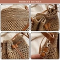 thumbnail image 3 of LHSHID Women's Straw Bucket Crossbody Bag Summer Weave Beach Bag Small Shoulder Bag Drawstring Hollow Out Handbag and Purse, 3 of 7