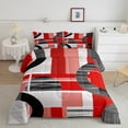 thumbnail image 1 of Erosebridal Minimalism Abstract Bedding Full Comforter Set, Red Down Comforter, Square Geometry Decor, Reversible 3pcs, 1 of 8