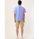 thumbnail image 5 of Lars Amadeus Camisa de cuadros a rayas estampada con botones y manga corta en color en contraste para hombre Morado negro M, 5 of 6