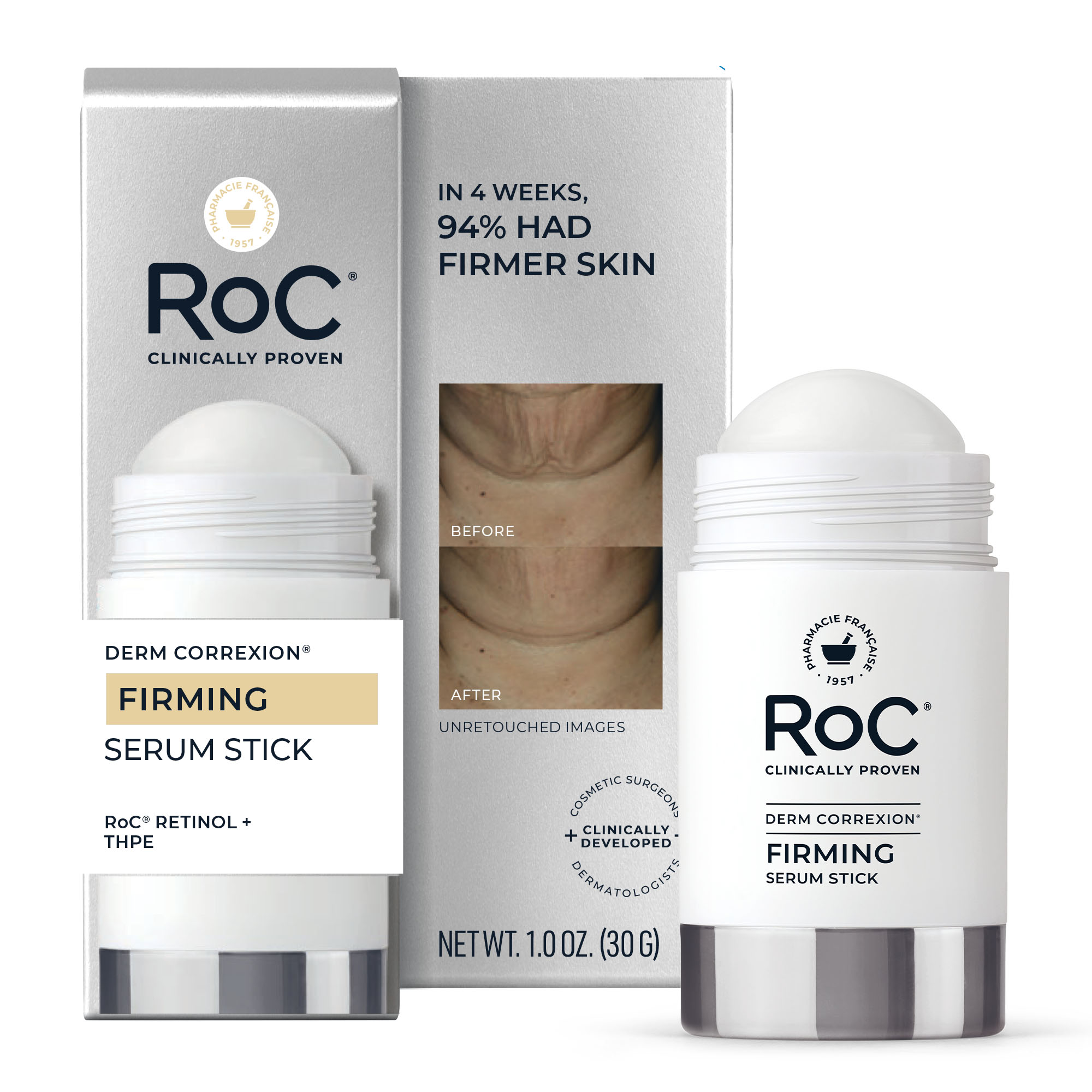 RoC Derm Correxion Firming Retinol Serum Stick with THPE + Antioxidants, Lift & Tighten for Face & Neck, Fragrance-Free, 1 oz