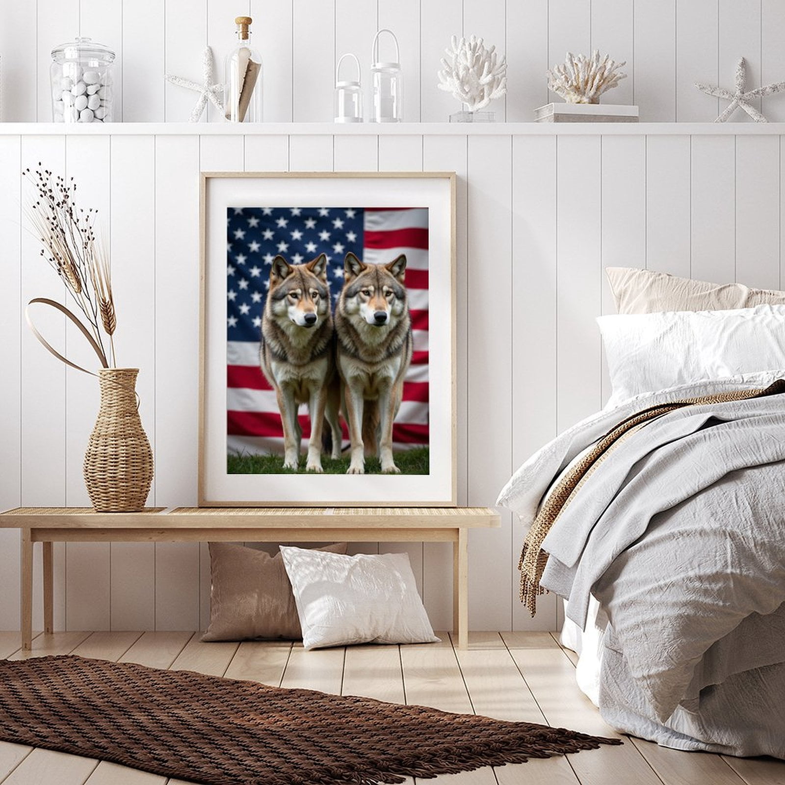 Diamond Art Kit for Adults, Wolves American Flag Patriotism Diamond Painting for Adults Beginners, 5D DIY Diamond Art Painting Kits, Colorful Diamond Painting Craft for Home Decor 12x16