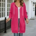 thumbnail image 2 of larppty Long Hoodies for Women Zip Up Double Zipper Fleece Jacket Tunic Sweatshirts Fall Winter Fashion Clothes Hot Pink, M, 2 of 4