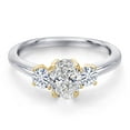 thumbnail image 3 of Gem Stone King 925 Silver and 10K Yellow Gold DEF Lab Grown Diamond and White Moissanite Engagement Ring for Women | 1.02 Cttw | Oval 7X5MM | Gemstone April Birthstone | Size 7, 3 of 7