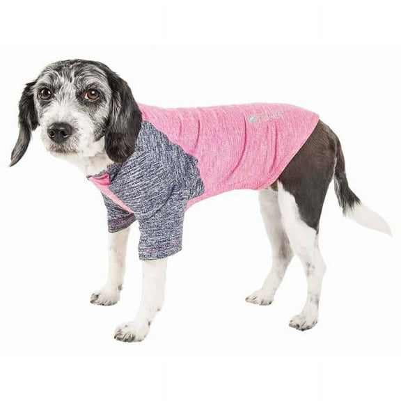 Active Hybreed 4-Way Stretch Two-Toned Performance Dog T-Shirt - Pink with Navy, Large