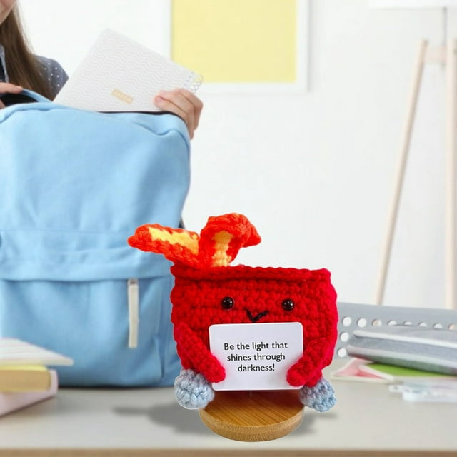 Dumpster Fire Emotional Crochet Dumpster Fire Doll Handmade Dumpster Fire Knitted Doll Cute Crochet Dumpster Fire With Positive Card (Base Included) Ornament