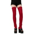 thumbnail image 4 of Chuancc Women's Thigh High Socks Over the Knee Cable Knit Boot Socks, Long Warm Fashion Leg Warmers Winter Red A, 4 of 6