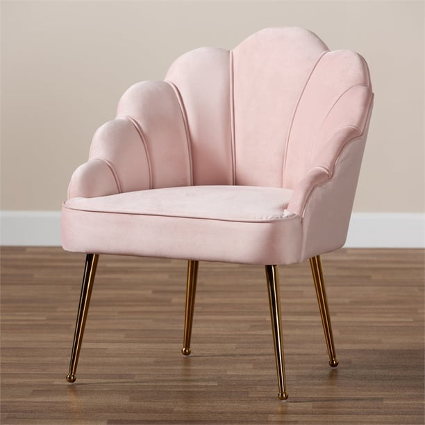 Baxton Studio Cinzia Velvet and Gold Finish Seashell Accent Chair