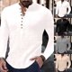 thumbnail image 3 of Mens Casual Long Sleeve Linen Shirt Cotton Linen Blouse Loose Tops T Shirts, 3 of 8