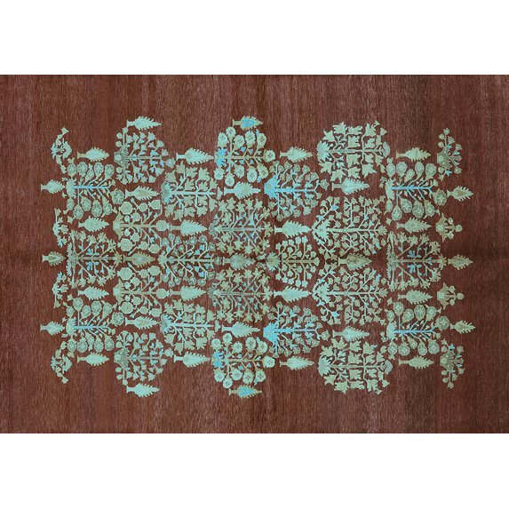 Ahgly Company Indoor Rectangle Oriental Light Blue Industrial Area Rugs, 8' x 10'