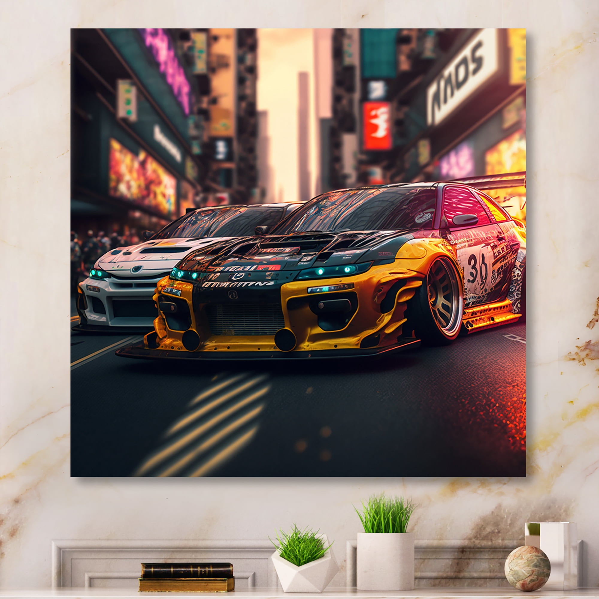 Designart Tunning Car Drifting In Toyko VI Canvas Wall Art