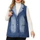 thumbnail image 2 of Women's Plus Size Denim Vests Sleeveless Relax Notched Lapel Vest Sky Blue 3X, 2 of 7
