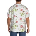 thumbnail image 3 of Balery Roses Flowers Camisa Casual de Manga Corta con Botones para Hombre, Texturizada, Estilo Cubano, para Playa, Verano-4X-Large, 3 of 5