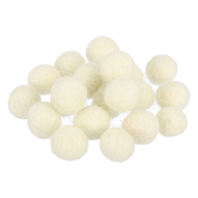 Bolas de fieltro de lana Uxcell, tela de lana 0.39" blanca para manualidades en casa, 20 piezas