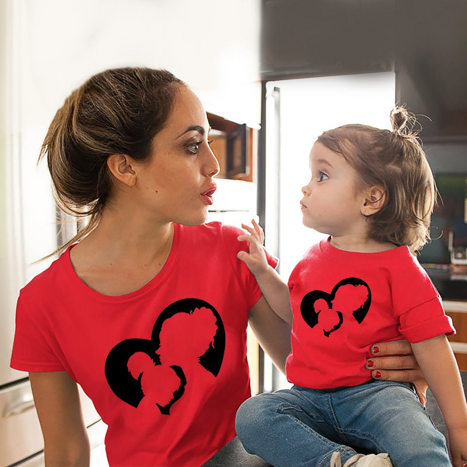 Women's Fashion Mother's Day T-shirt cute tops children baby girls boys  T-shirt mom set winter clothes for women 