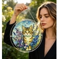 thumbnail image 7 of 7.87 Inch Acrylic Jigsaw Puzzle Suncatcher, Van Gogh Inspired Stained Glass Window Hanging Decor, With Chain for Home Garden Patio Artistic Display, 7 of 7