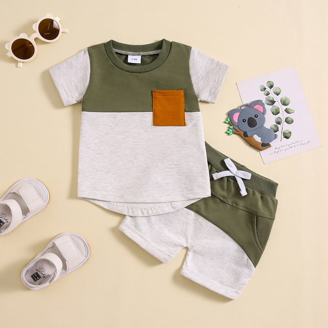 Robe à Manches Courtes, Mode Décontractée pour Garçons, Hauts à Manches Courtes, Col Rabattu, Ensemble de Shorts Unis