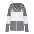 thumbnail image 4 of BUIGTTKLOP Womens Sweaters Hooded Sweatshirt Basic Zip-Up Hoodies Jacket Color Block Long Sleeve Top with Pockets, 4 of 8