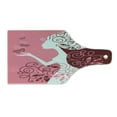 thumbnail image 2 of Pink Cutting Board, Drawing Girl with Butterflies Floral Ornaments Swirled Branches, Decorative Tempered Glass Cutting and Serving Board, Wine Bottle Shape, Pale Pink Maroon White, by Ambesonne, 2 of 5