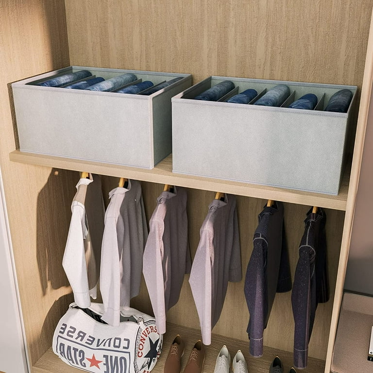 2Pcs Wardrobe Clothes Organizer, Storage Bins with Dividers Zip Folding