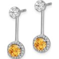 thumbnail image 2 of 14K White Gold Diamond/Citrine Front/Back Earrings (22 X 7) Made In India em4210-ci-033-wa, 2 of 5