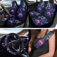 thumbnail image 2 of Jeiento Hummingbird Car Seat Cover Split Covers for Women, Steering Wheel Cover Seat Belt Strap Pad Trash Bag Mount Phone Holder Cup Holder Purple Rose Key Chain, 12 PCS, 2 of 7