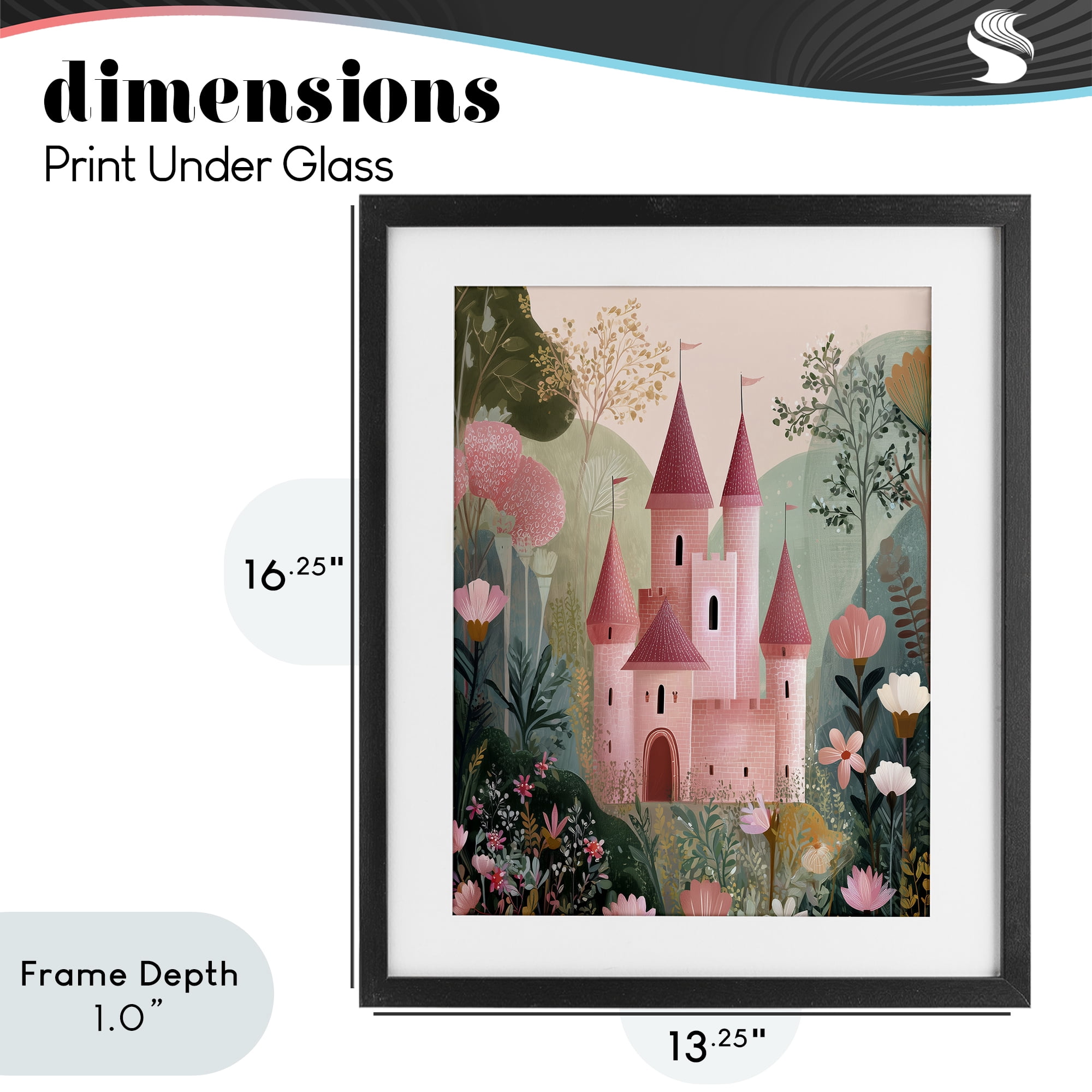 Stupell Industries Castle For A Princess Black Framed Print Under Glass, design by Christine Simpson Art
