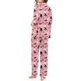 thumbnail image 3 of Womens Pajama Sets Halloween Satin Button Down Full Length Pant 2pc Nightwear Halloween Pajamas for Women Set Pink M, 3 of 5