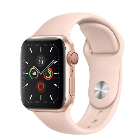 Restored Apple Watch Series 5 GPS + Cellular, 40mm Gold Aluminum Case with Pink Sand Sport Band (Refurbished)