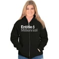 thumbnail image 4 of Entitled Millennial Funny Sarcastic Unisex Fleece Graphic Zip Up Hoodie Brisco Brands 2X, 4 of 5