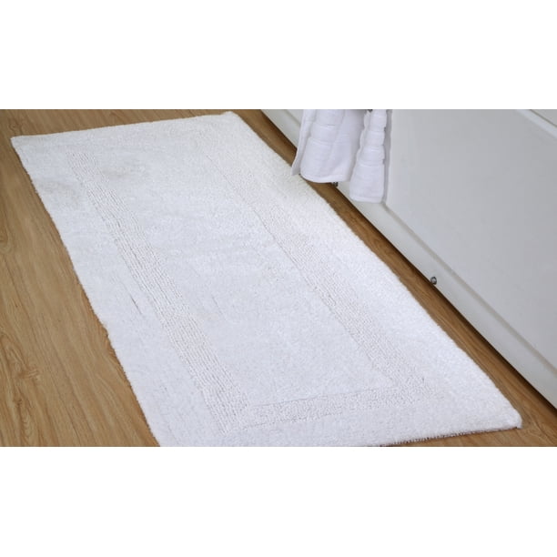 Addy Home 100 Cotton Loop Textured Reversible Bath Rug White (24 In