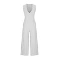 thumbnail image 4 of Pants for Women,Clearance Women's Plus Size Women Casual Solid Sleeveless V_neck Cotton Linen Romper Long Playsuit Jumpsuit Loose Causal Pants, 4 of 5