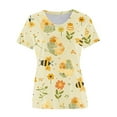 thumbnail image 3 of World Bee Day Shirt for Women Cute Floral Bee Print Short Sleeve Tops Summer Crew Neck Pullover for Celebration Party, 3 of 5