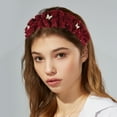 thumbnail image 2 of Unique Bargains 1 Pc Hairband Butterfly Rhinestone Hair Accessories for Women Wine Red, 2 of 5