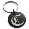 thumbnail image 1 of Stainless Steel Letter C Initial Old English Monogram Engraved Small Medallion Circle Charm Keychain Keyring, 1 of 1