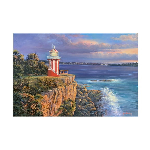 Canvas Wall Art - John Bradley 'Hornby Light - Sydney Harbour' Wall Art for Living Room, Bedroom, or Office Décor by Trademark Fine Art - 19 x 12 Inches