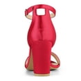 thumbnail image 2 of BLISSFUL STEP Women's Shoes Ankle Strap Buckle Block Heel Sandals Red 6.5, 2 of 8