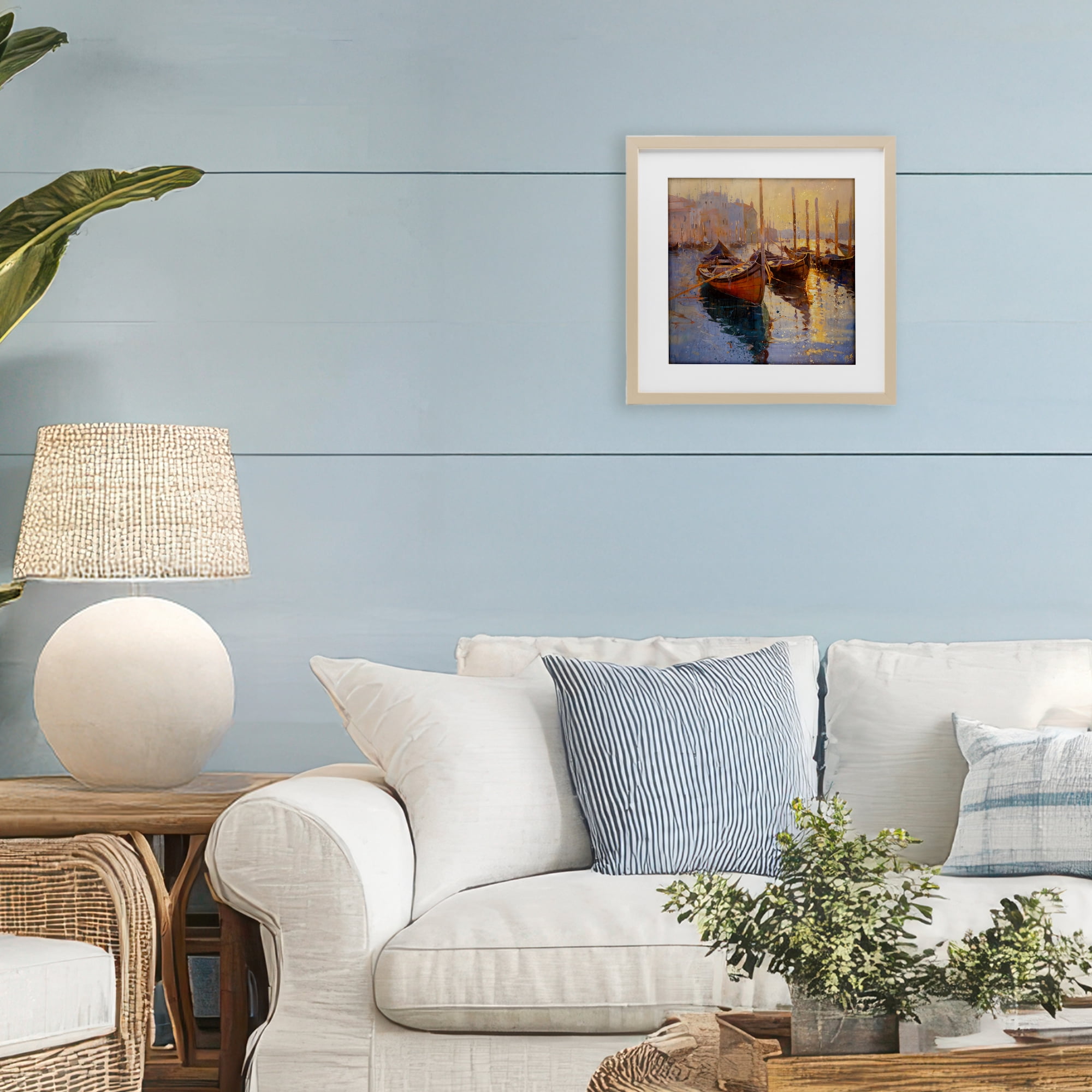 Stupell Industries Speckled Venice Boats Birch Framed Print Under Glass, design by Marta Wiley