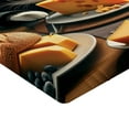 thumbnail image 2 of Ambesonne Cat Fitted Sheet, Kitty Having Feast with Cheese, TwinXL Size, Marigold and Charcoal Grey, 2 of 3
